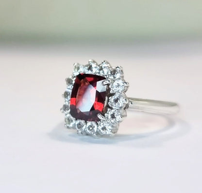 3ct Rectangle Red Garnet Cocktail Ring