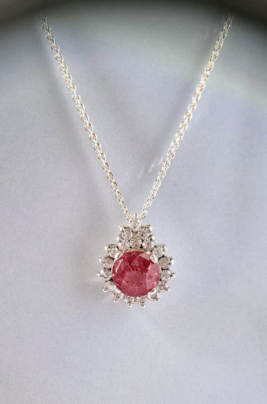 3ct Natural Round Pink Tourmaline Pendant