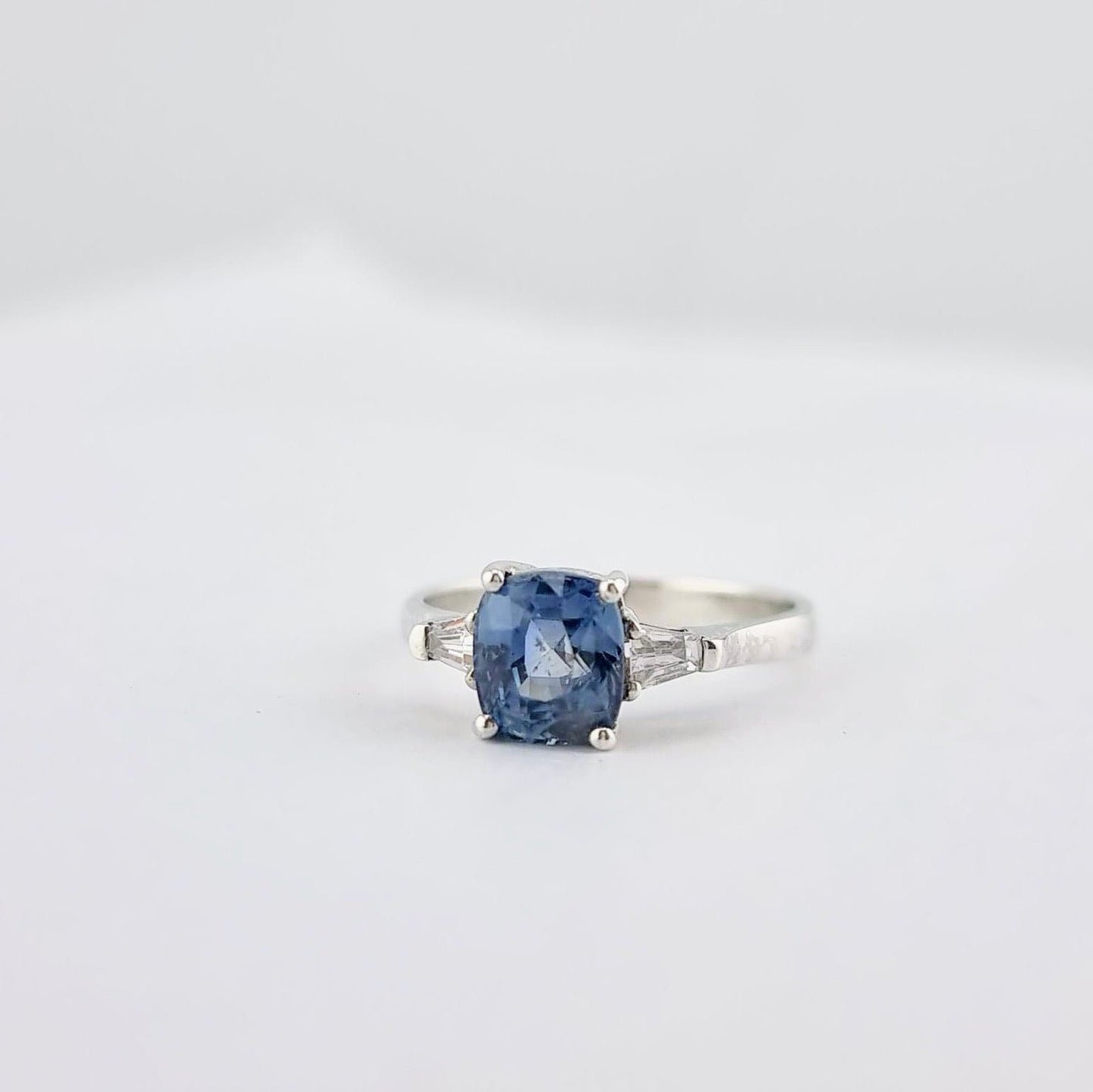 2.5ct Cushion Natural Blue Sapphire Ring