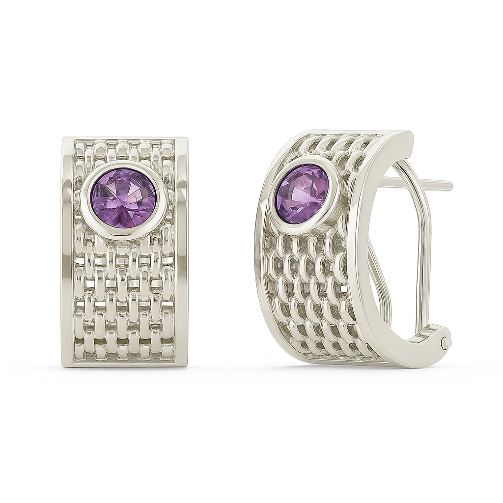 Handmade BENYA Amethyst Lever-Back Earrings