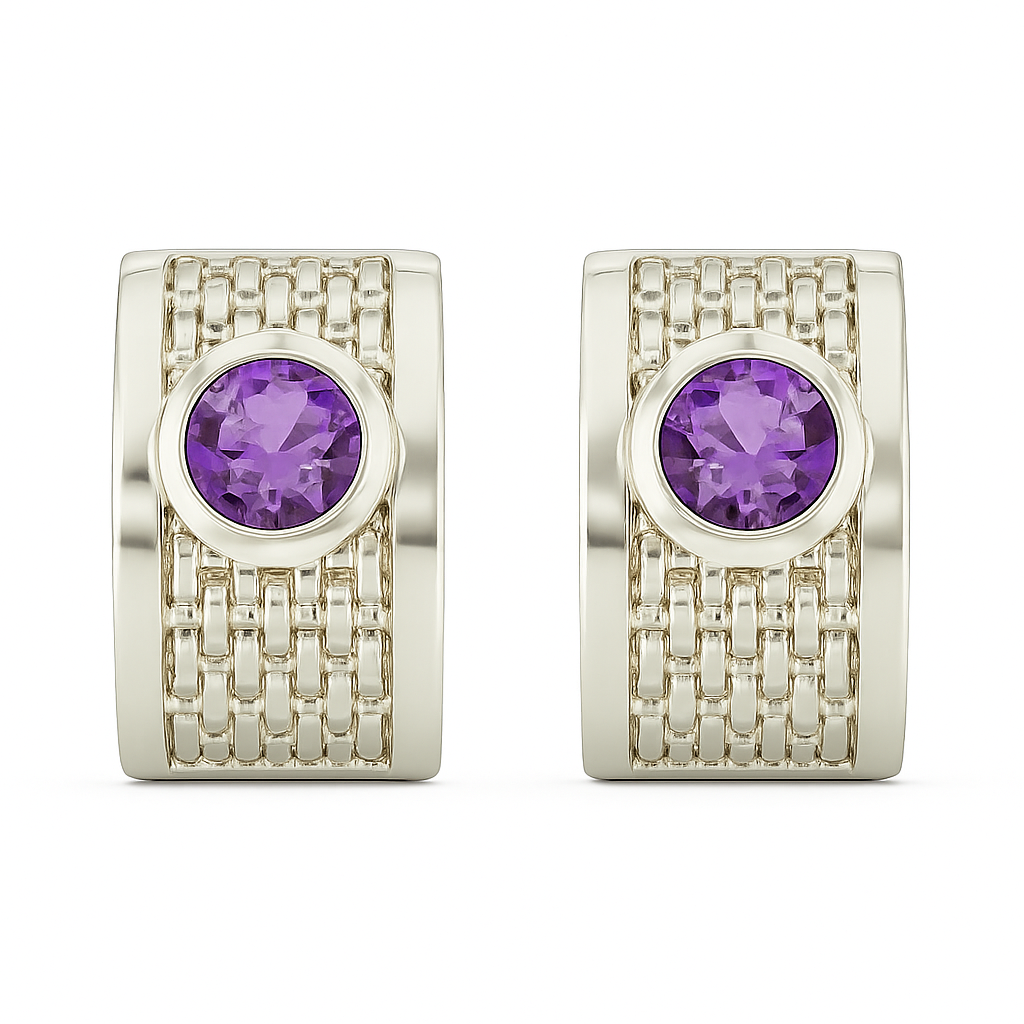 Handmade BENYA Amethyst Lever-Back Earrings