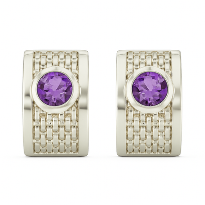 Handmade BENYA Amethyst Lever-Back Earrings