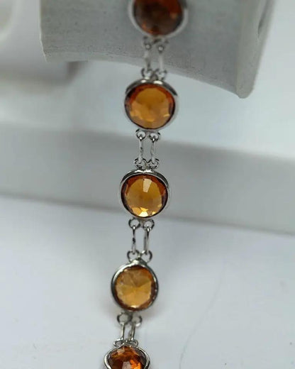 Natural Brown Orange Hessonite Garnet Tennis Bracelet  