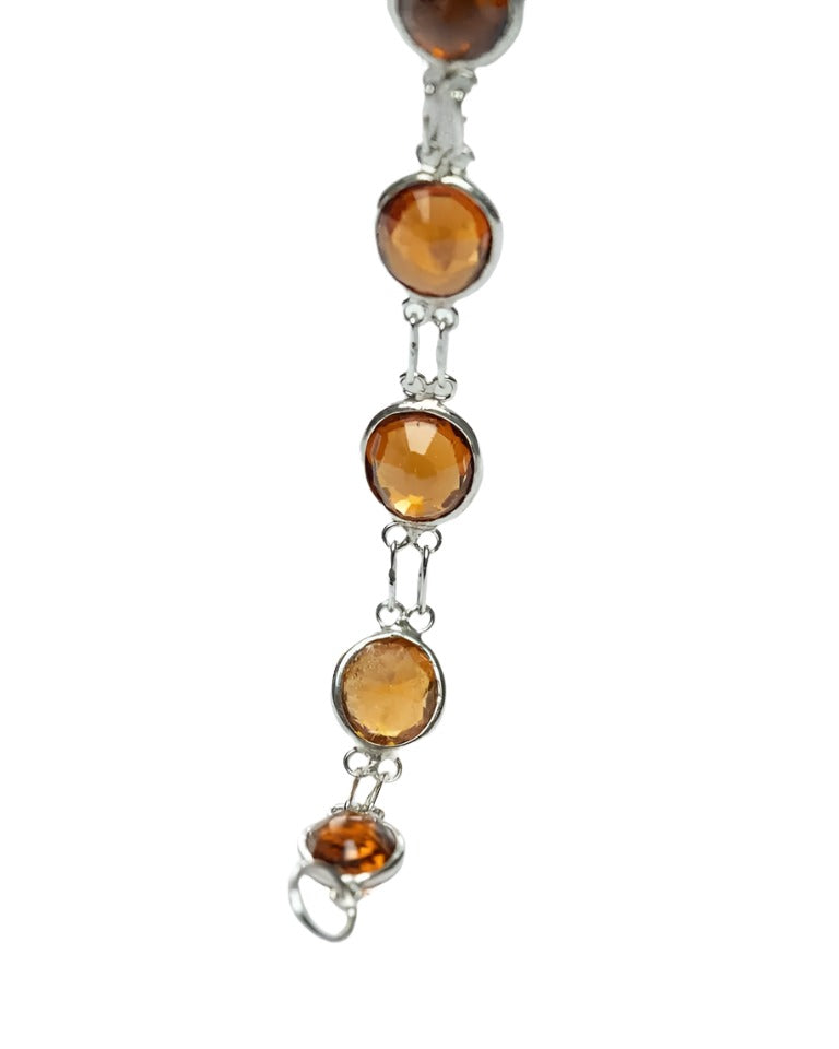 Natural Brown Orange Hessonite Garnet Tennis Bracelet  