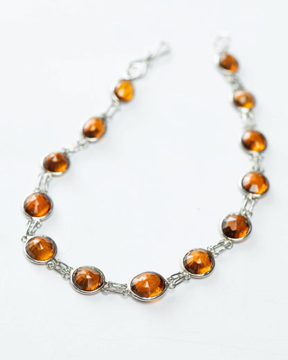 Natural Brown Orange Hessonite Garnet Tennis Bracelet  