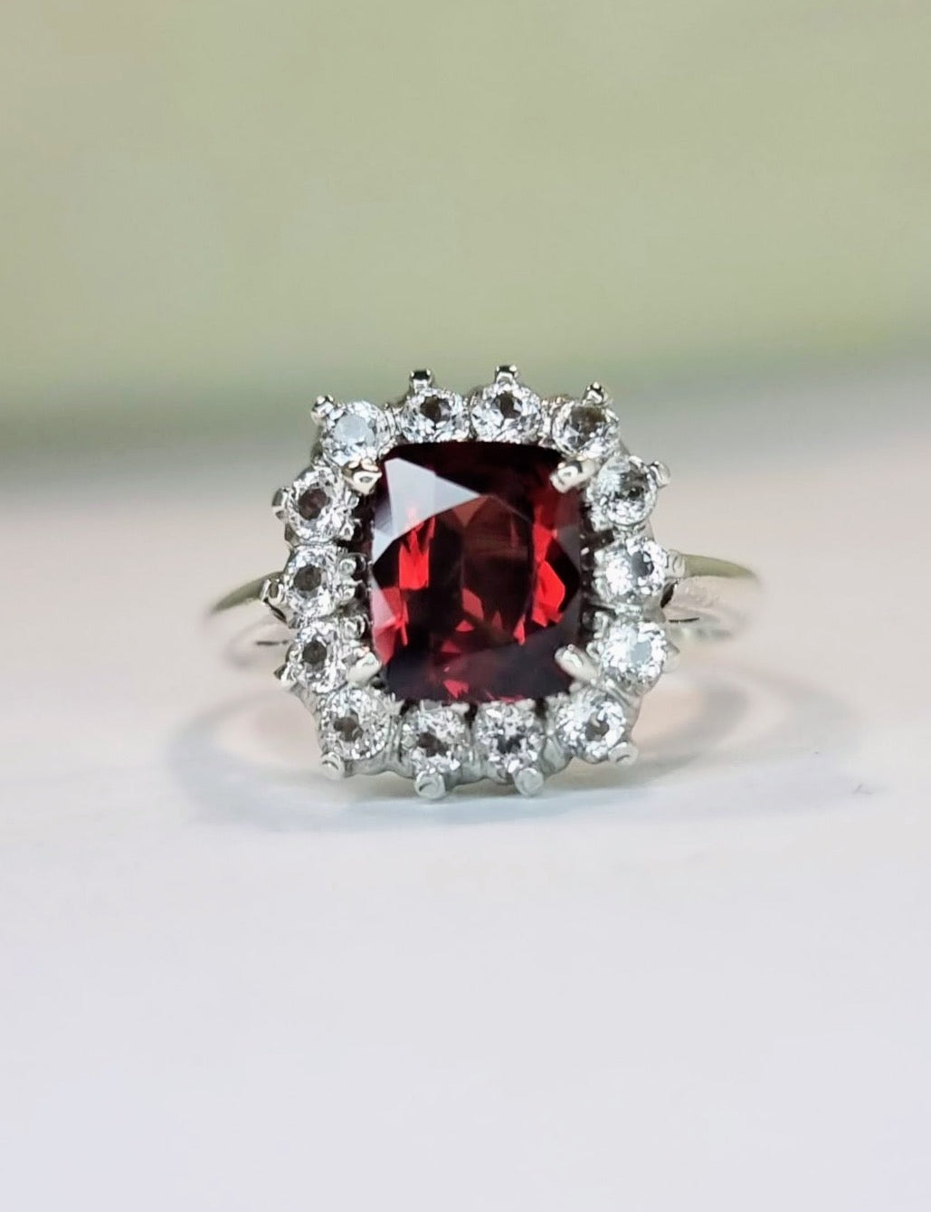 3ct Rectangle Red Garnet Cocktail Ring