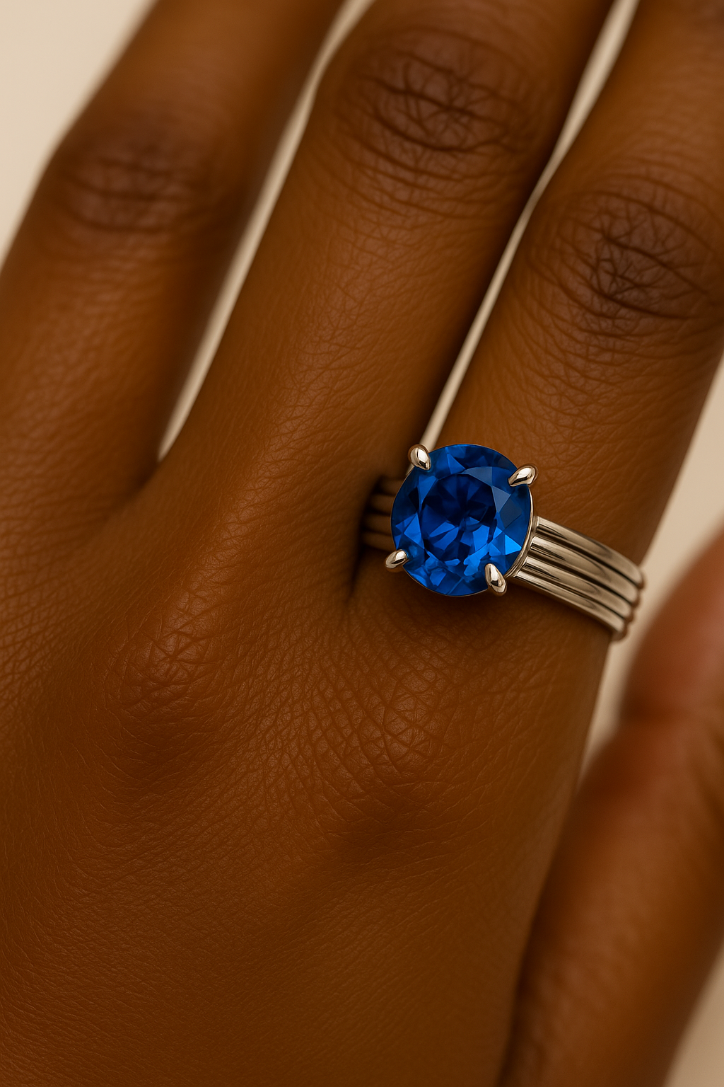 1ct Round Cut Natural Blue Topaz Solitaire Ring
