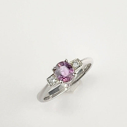 1ct Oval-Cut Natural Pink Sapphire Ring with Zircon Accents