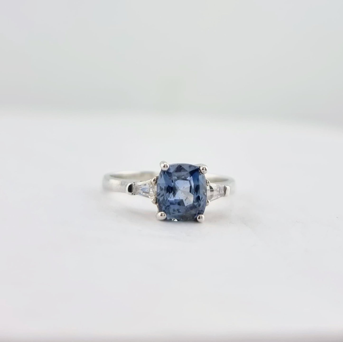 2.5ct Cushion Natural Blue Sapphire Ring