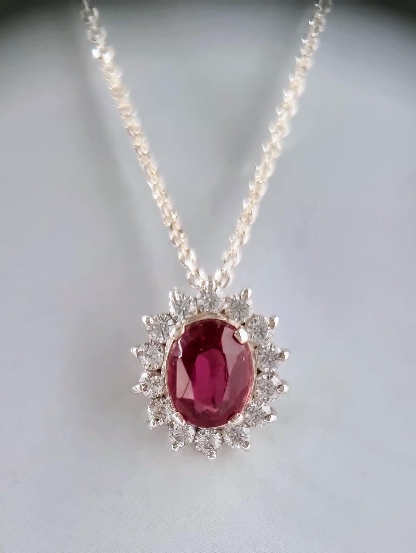 3ct Natural Oval Deep Pink Tourmaline Pendant