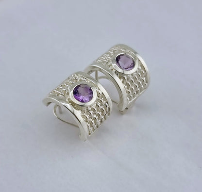 Handmade BENYA Amethyst Lever-Back Earrings