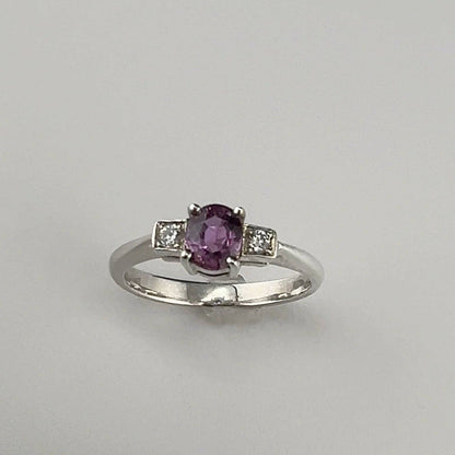 1ct Oval-Cut Natural Pink Sapphire Ring with Zircon Accents