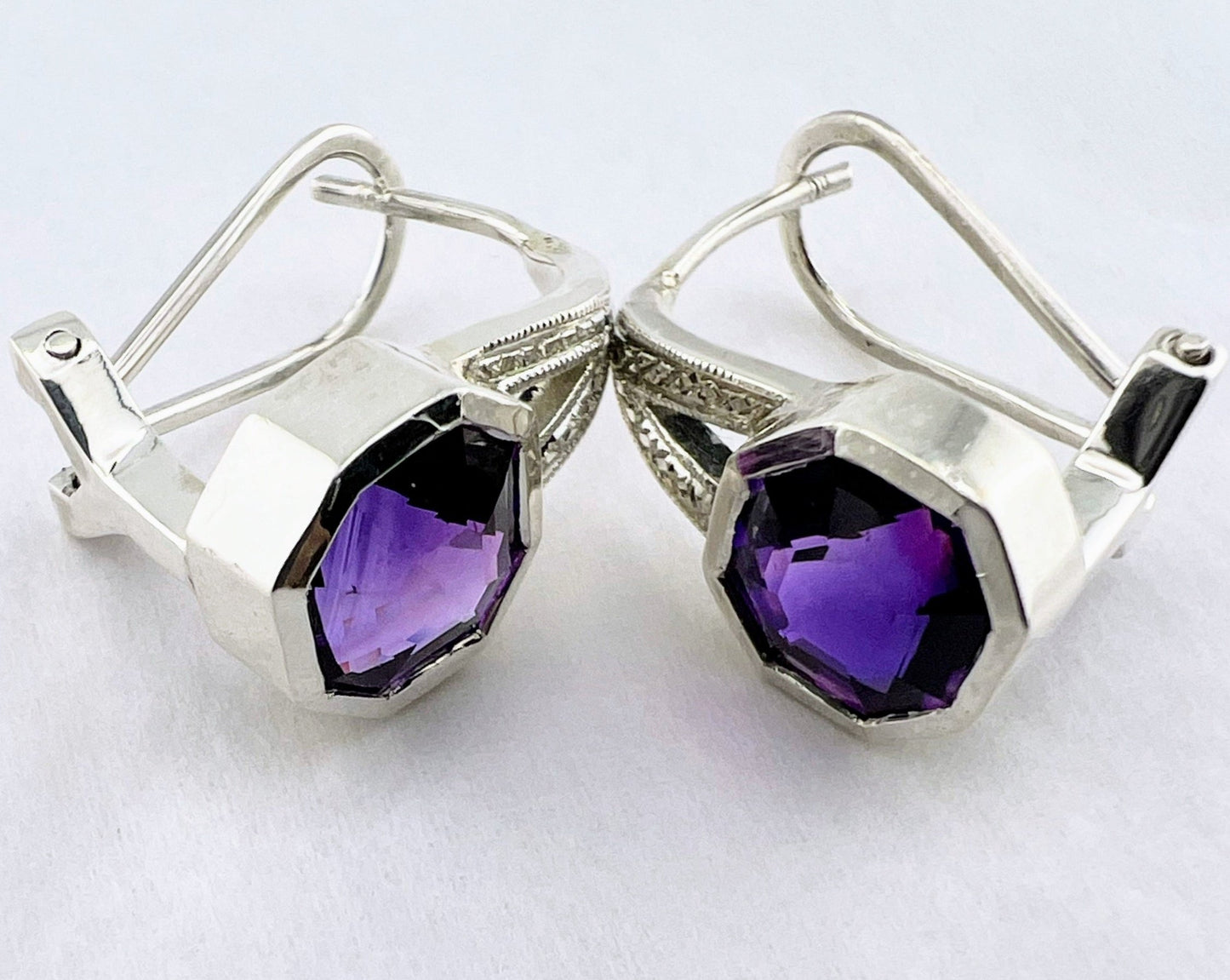 Amethyst Lever-back Sterling Silver Earrings