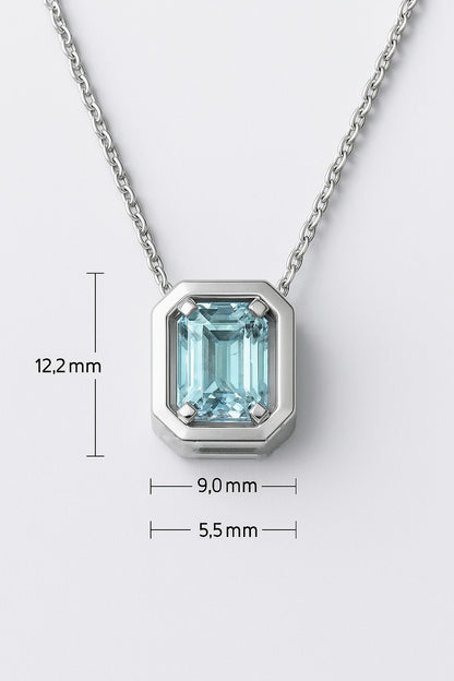 Rectangle Aquamarine Necklace Pendant