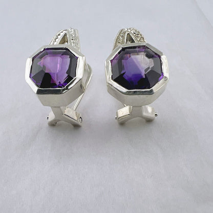 Amethyst Lever-back Sterling Silver Earrings