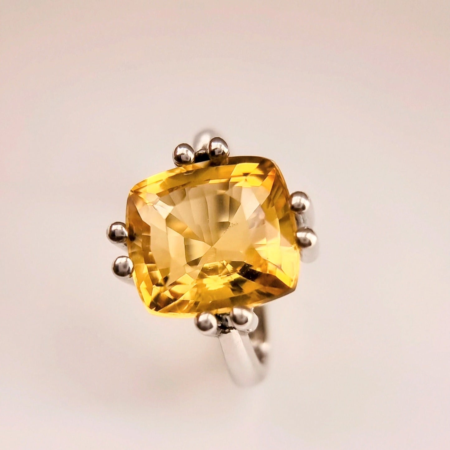 11ct Cushion Cut Natural No Heat Citrine Ring