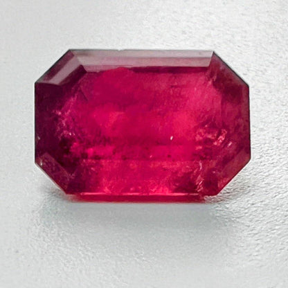 8.38ct Emerald Cut Deep Red Rubellite Tourmaline Gemstone