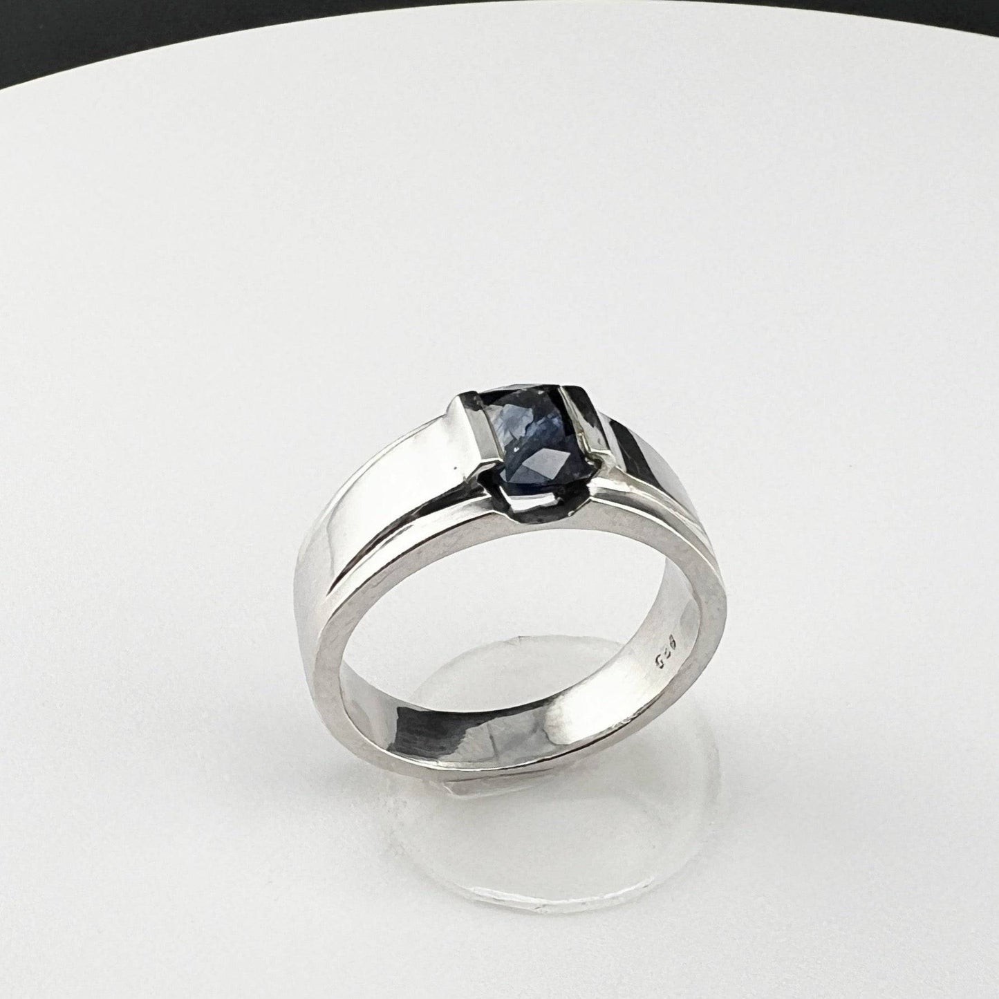 2ct Rectangular Natural Blue Sapphire Dome Ring