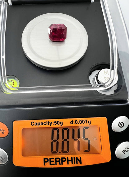 8.85ct Square Deep Red Rubellite Tourmaline