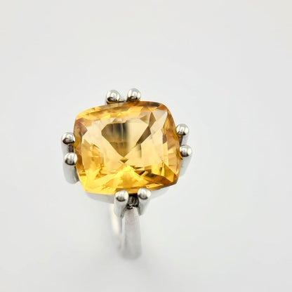 11ct Cushion Cut Natural No Heat Citrine Ring