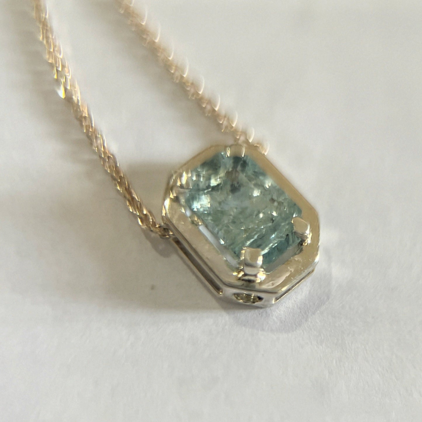 Rectangle Cut Aquamarine Necklace Pendant