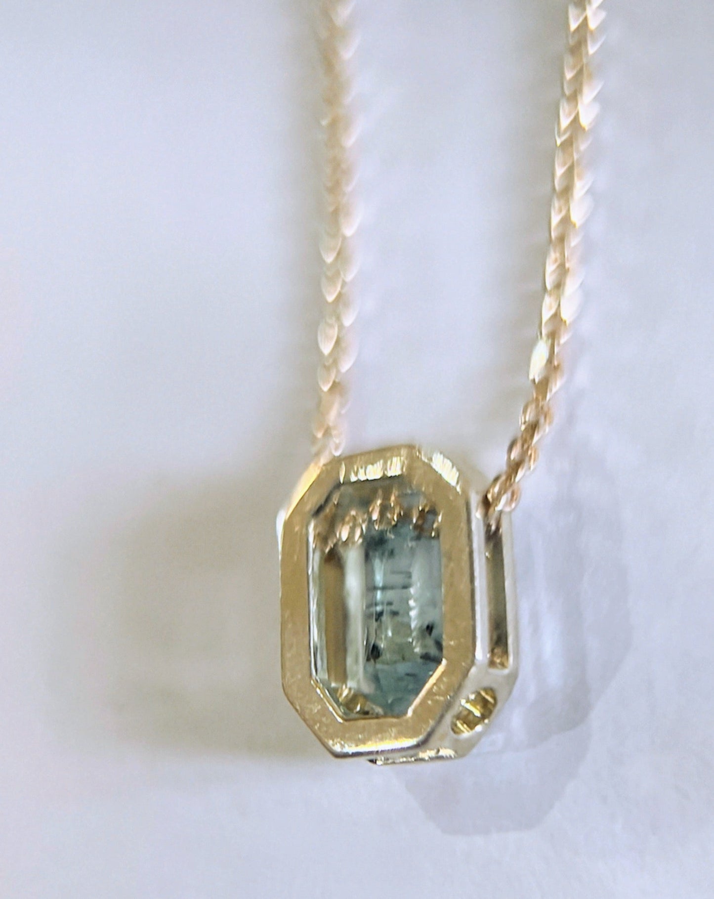 Rectangle Cut Aquamarine Necklace Pendant