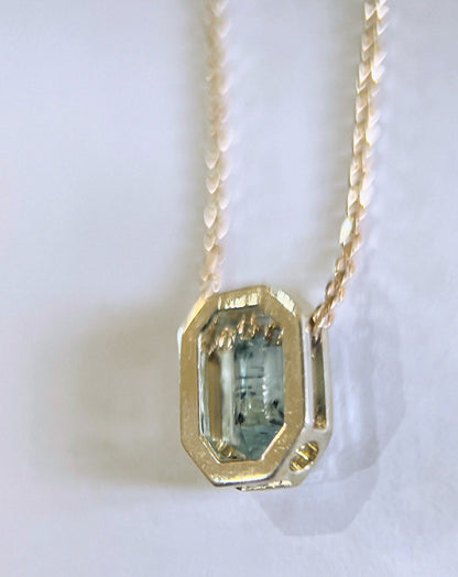 Rectangle Cut Aquamarine Necklace Pendant