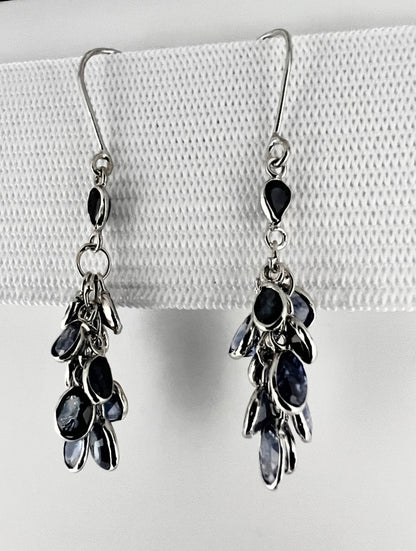 Natural Origin Blue Sapphire Cluster Earrings