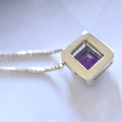 Handmade Square Cut Amethyst Necklace Pendant