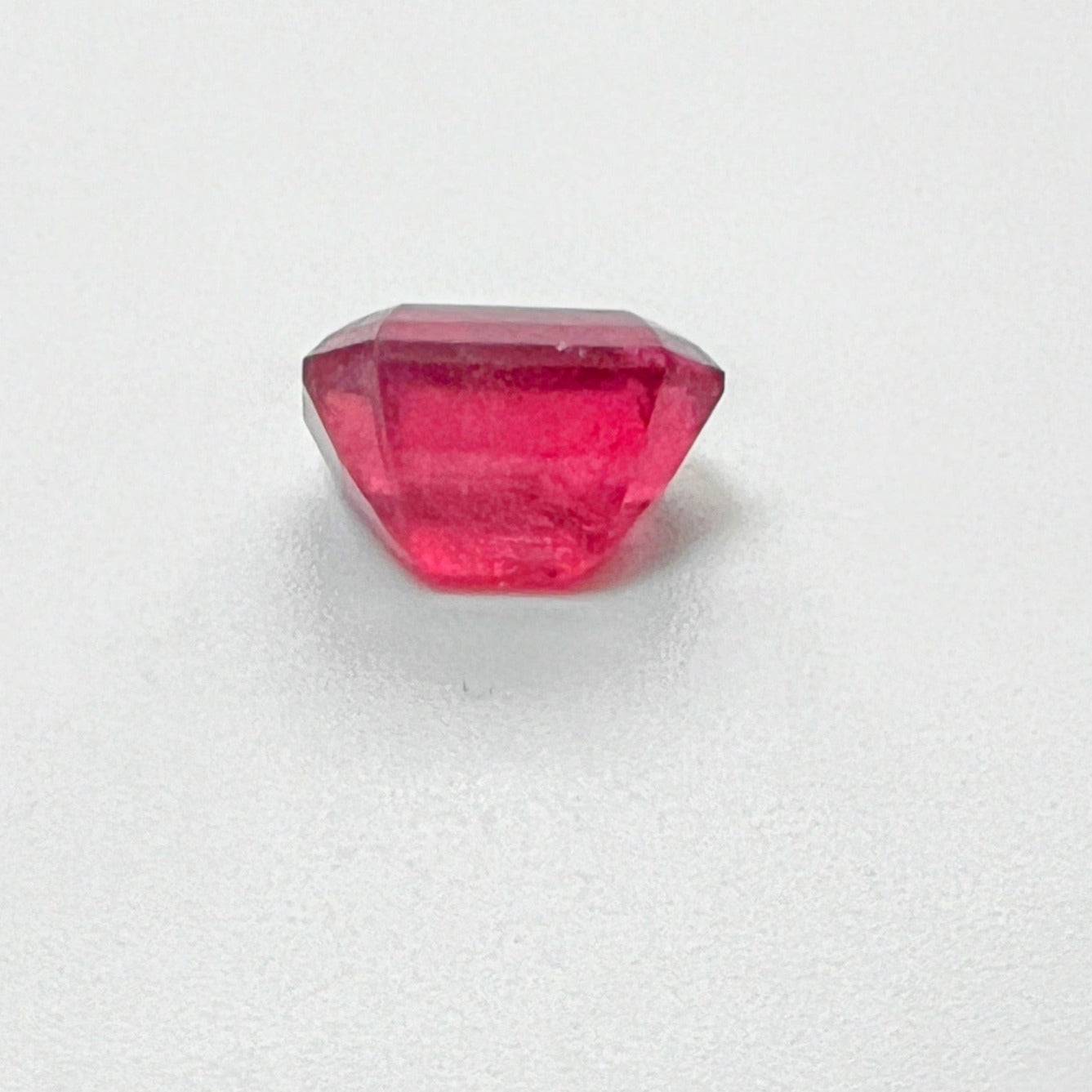 8.38ct Emerald Cut Deep Red Rubellite Tourmaline Gemstone