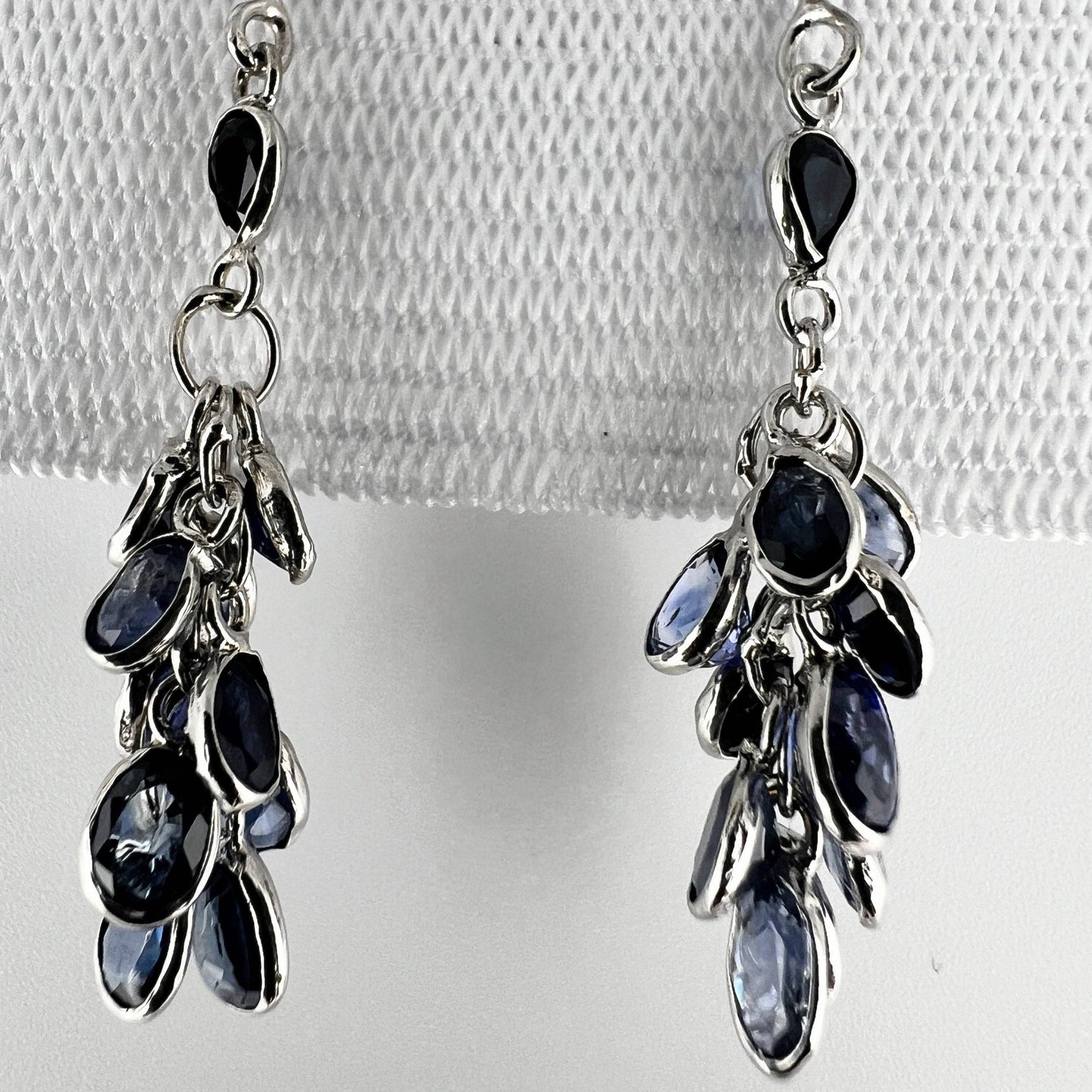 Natural Origin Blue Sapphire Cluster Earrings