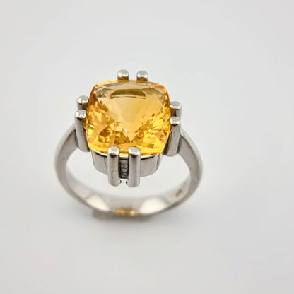 11ct Cushion Cut Natural No Heat Citrine Ring