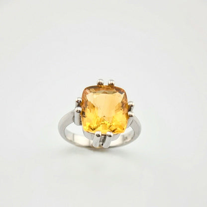 11ct Cushion Cut Natural No Heat Citrine Ring