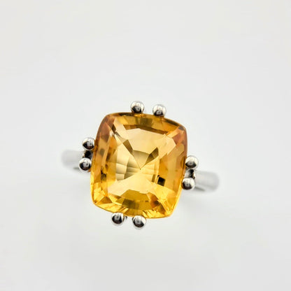 11ct Cushion Cut Natural No Heat Citrine Ring