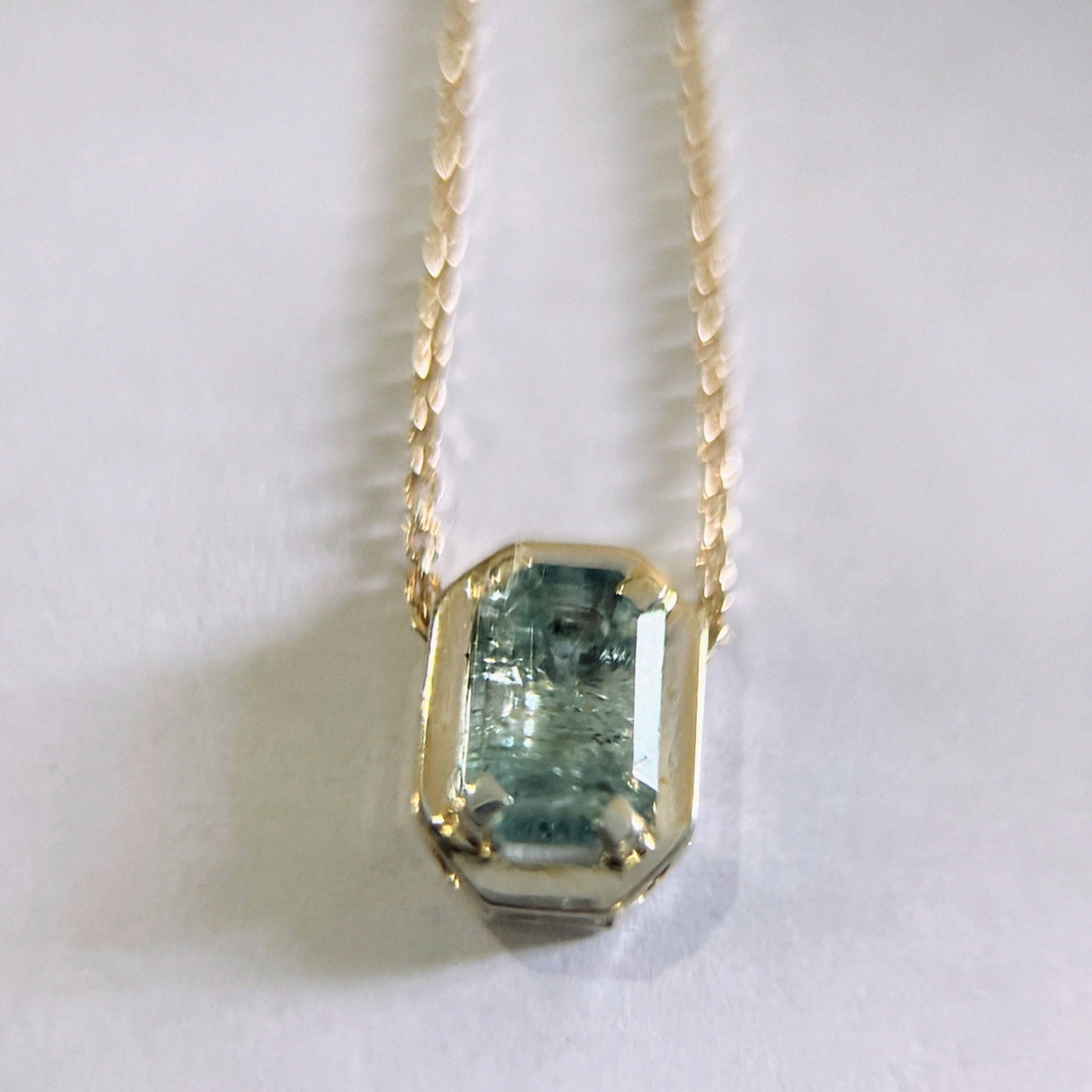 Rectangle Cut Aquamarine Necklace Pendant