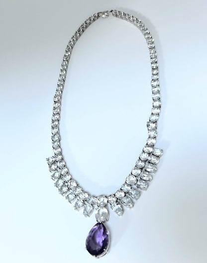 10ct Pear Cut Amethyst and Topaz Necklace