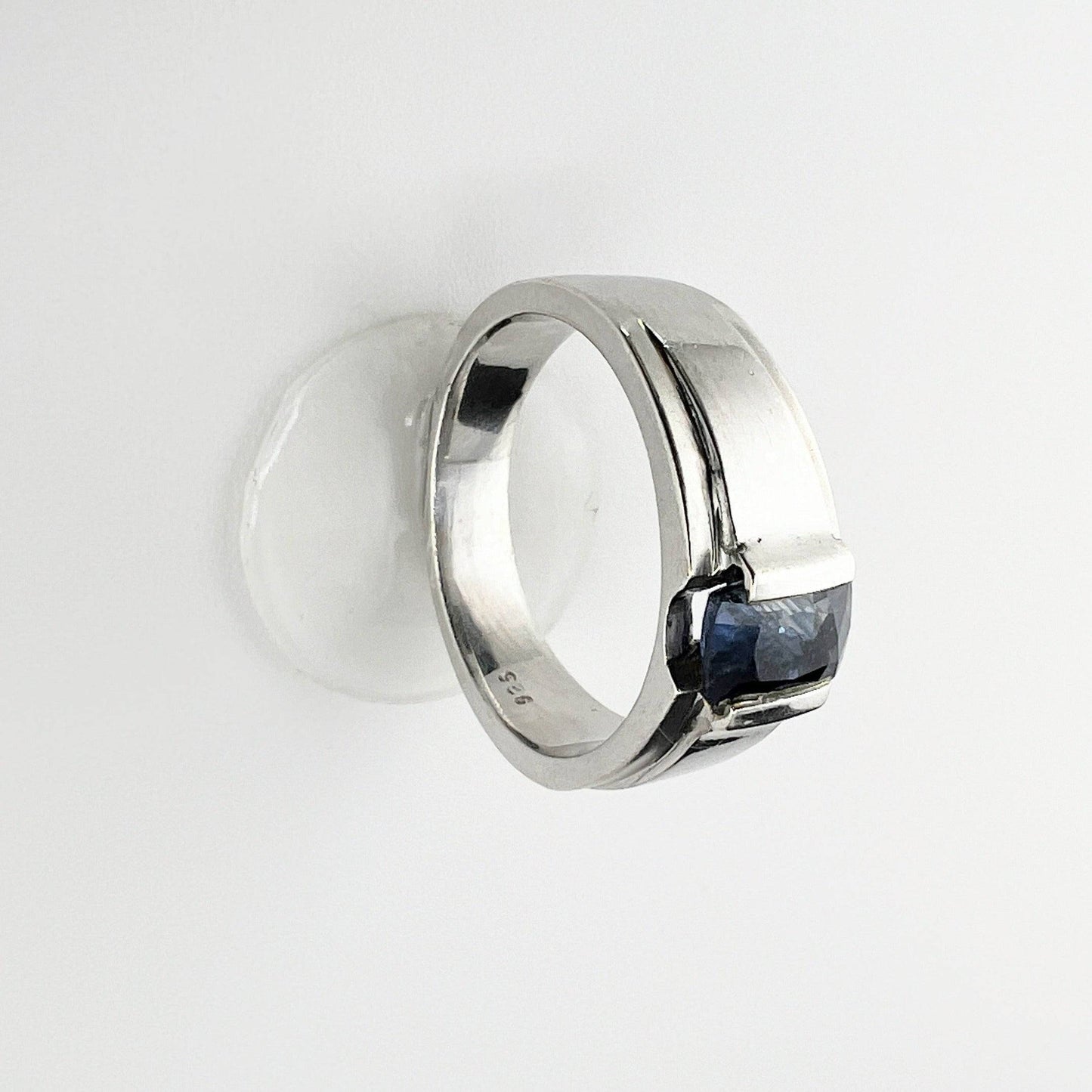 2ct Rectangular Natural Blue Sapphire Dome Ring