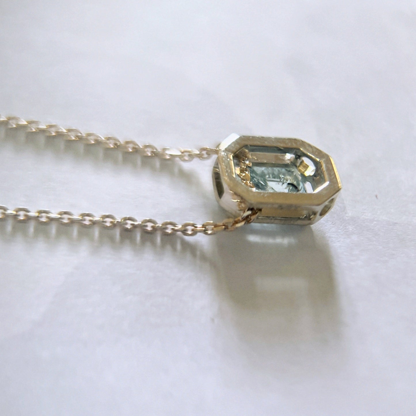 Rectangle Cut Aquamarine Necklace Pendant