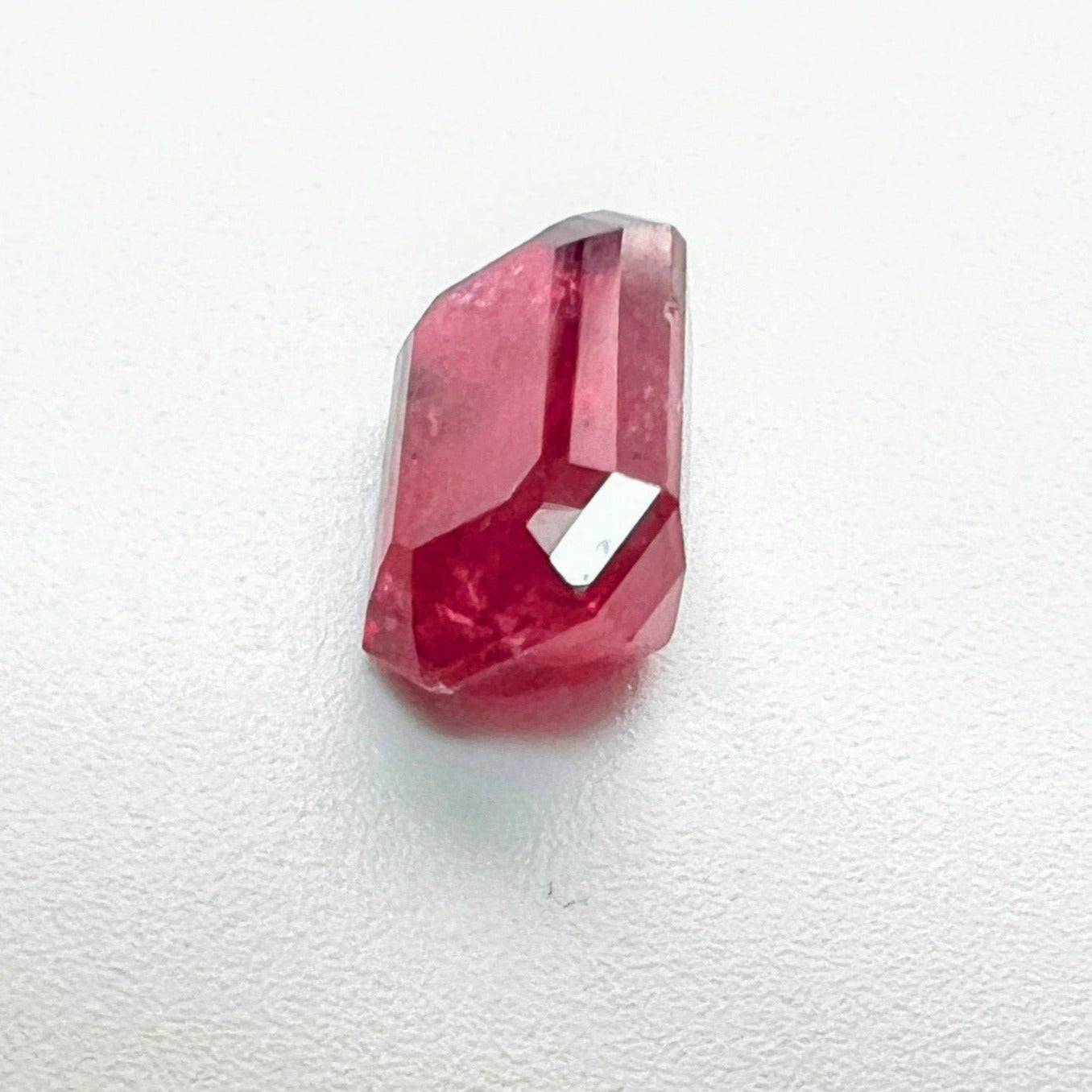 8.38ct Emerald Cut Deep Red Rubellite Tourmaline Gemstone