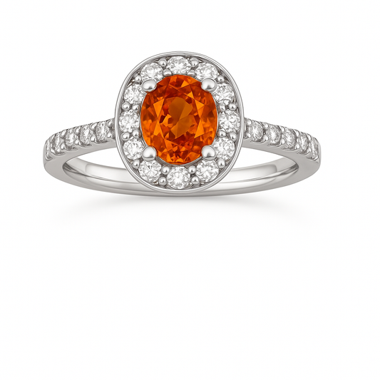 Oval Natural Orange Sperssetite Engagement Style Ring