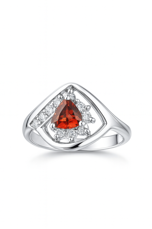 Trillion Natural Sperssetite Garnet Statement Ring