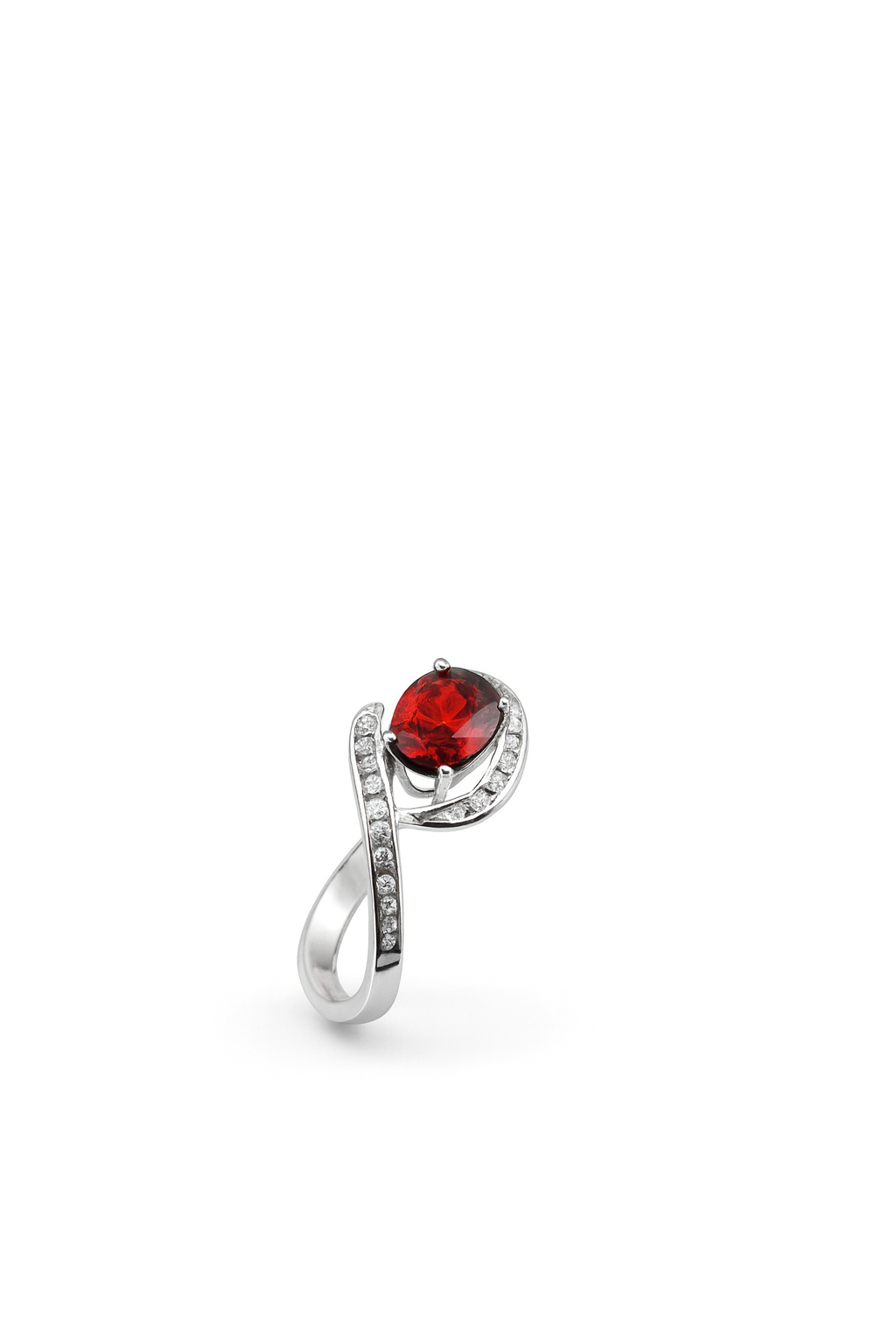 Bypass 1.5ct Oval Cut Natural Garnet Halo Ring