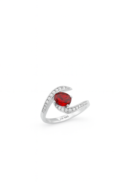 Bypass 1.5ct Oval Cut Natural Garnet Halo Ring