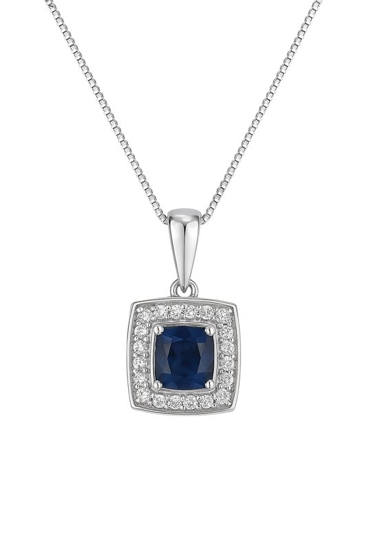 3ct Cushion Natural Blue Sapphire pendant