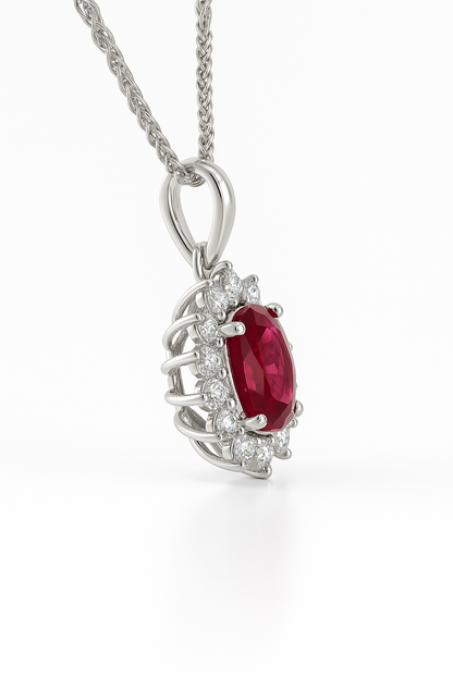 Pendentif tourmaline rose foncé ovale naturel 3ct