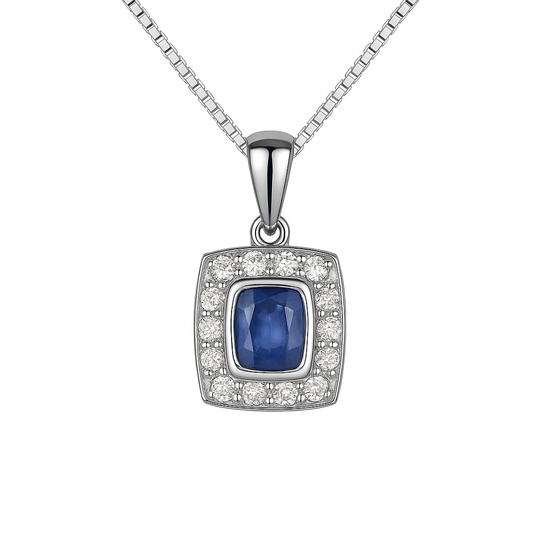 2.5ct Square Cut Natural Blue Sapphire Pendant