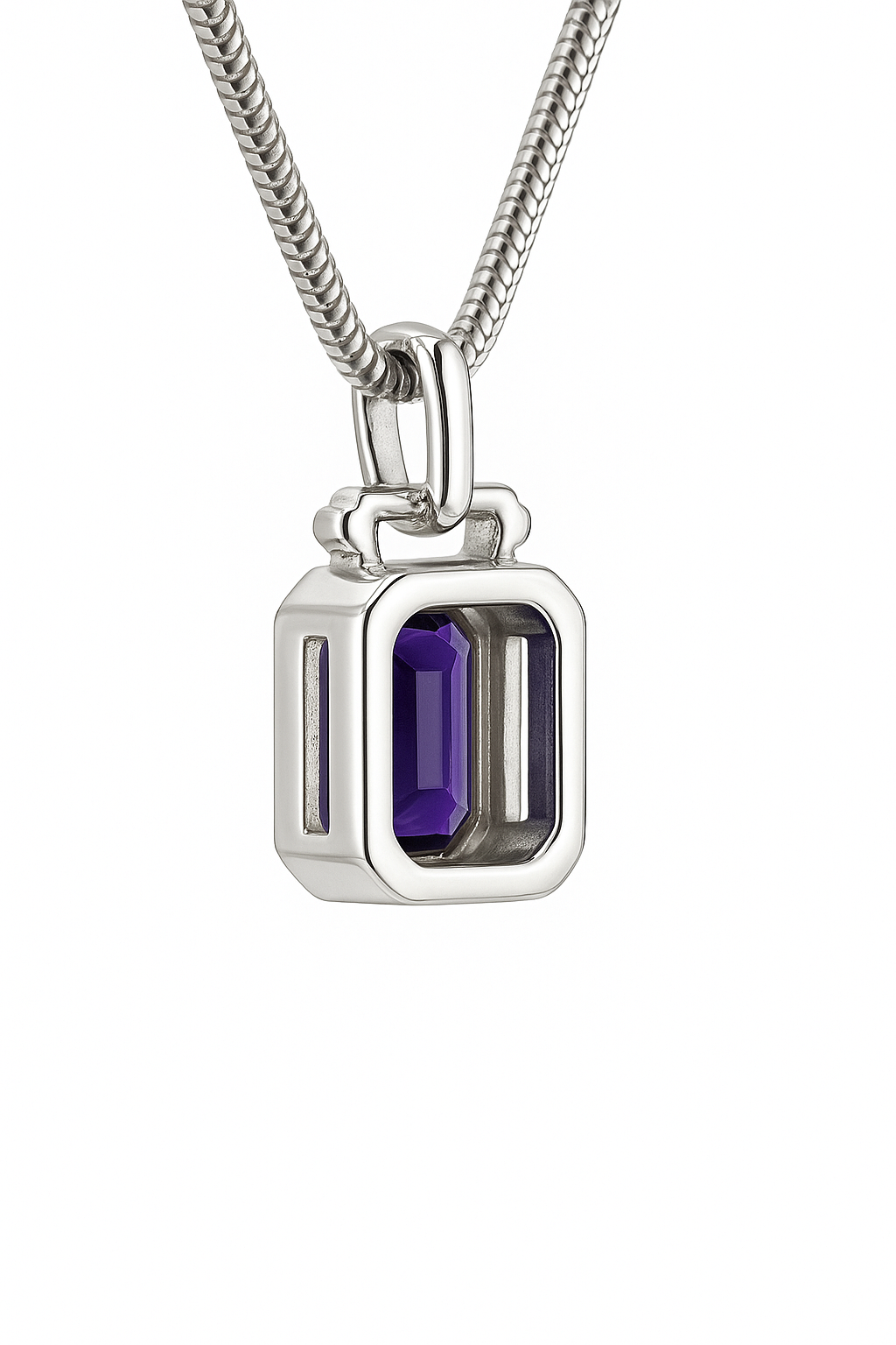1.8ct Emerald-Cut Amethyst Sailor Pendant in Sterling Silver