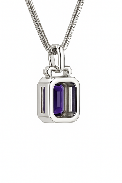 1.8ct Emerald-Cut Amethyst Sailor Pendant in Sterling Silver