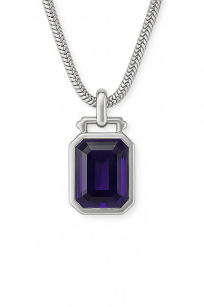 1.8ct Emerald-Cut Amethyst Sailor Pendant in Sterling Silver