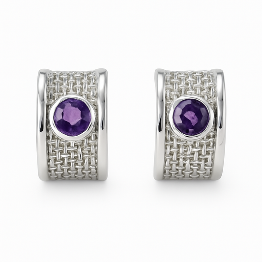 Handmade BENYA Amethyst Lever-Back Earrings